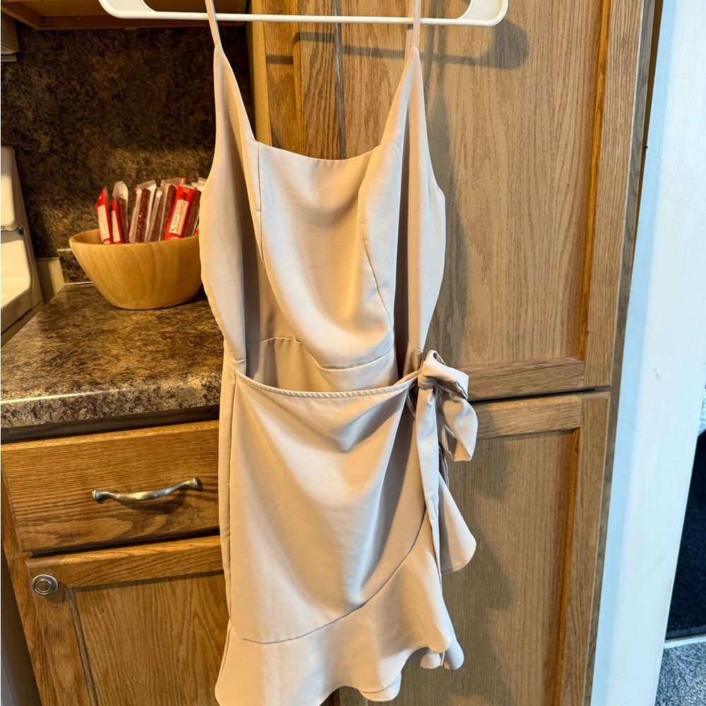 Beige Wrap Dress